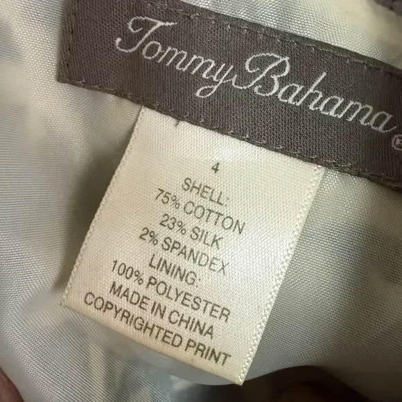 Tommy Bahama Dress Size 4 Sleeveless VTG Lined Silk Cotton Floral Zip Vacation - Picture 5 of 8